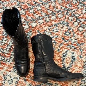 Justin Boots L3112 Exotic Black Lizard Roper Toe